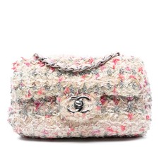 Authenticated Chanel Mini Rectangular Classic Tweed Single Flap Light Pink