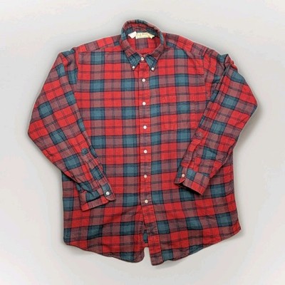 LL Bean Vintage Hemd Made In USA Herren Große 46 Zoll Brust Baumwolle rot kariert 1980