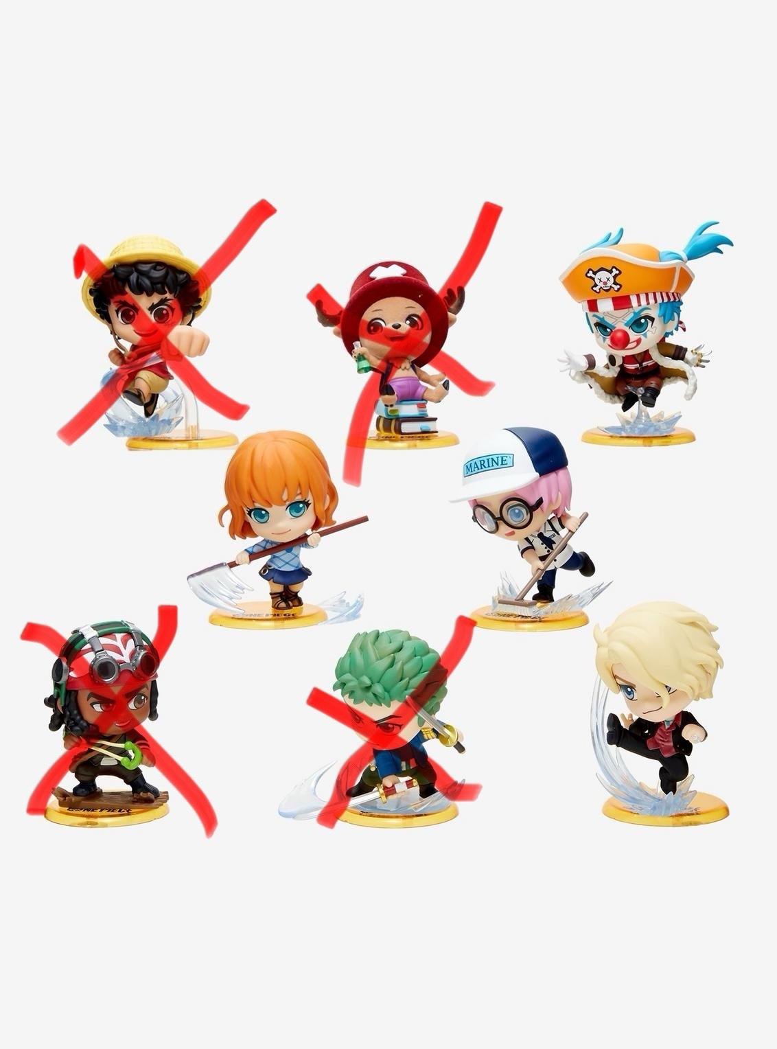 One Piece Figure Cosbi Collection Lot Of 4 (Nami, Buggy, Sanji, Koby)