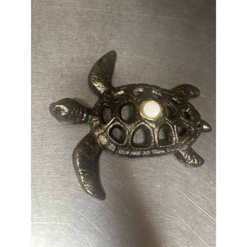 Sea Turtle Doorbell Cover 3D Lighted Button Coastal Bronze Metal Decorative