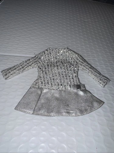 Barbie Vintage Silver Sparkle Dress Number 1885 In Good Condition