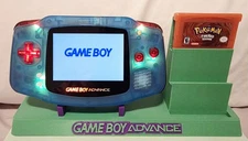 Custom Blue/Orange Game Boy Advance  w/ IPS screen/USB-C charge/LED glow/Stand!
