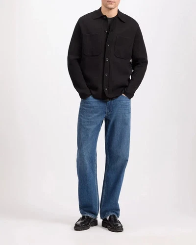 NEW Rag & Bone Hunter Black Cotton Compact Knit Shirt Jacket Sz M NWT $428 image 3