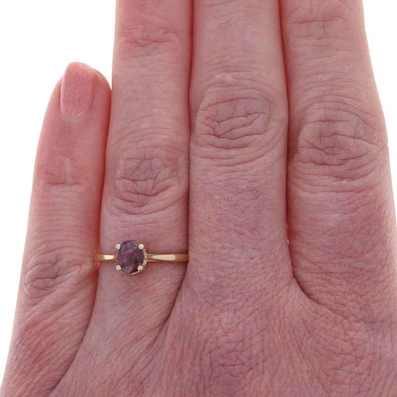 Yellow Gold Ruby Solitaire Ring - 14k Oval .52ct - image 2