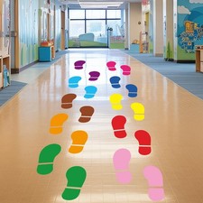 30 Pairs 60 Prints Shoes Stickers Colorful Footprints Large Vinyl Floor Decal...