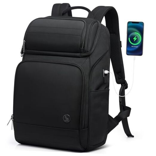 Sleek 15.6 Inch Laptop Backpack for Men Women with USB Charging Port