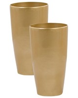 Blumentopf 2Er Set Steingemisch Gold 32X32X58 Cm Rund Moderner Look Tseria