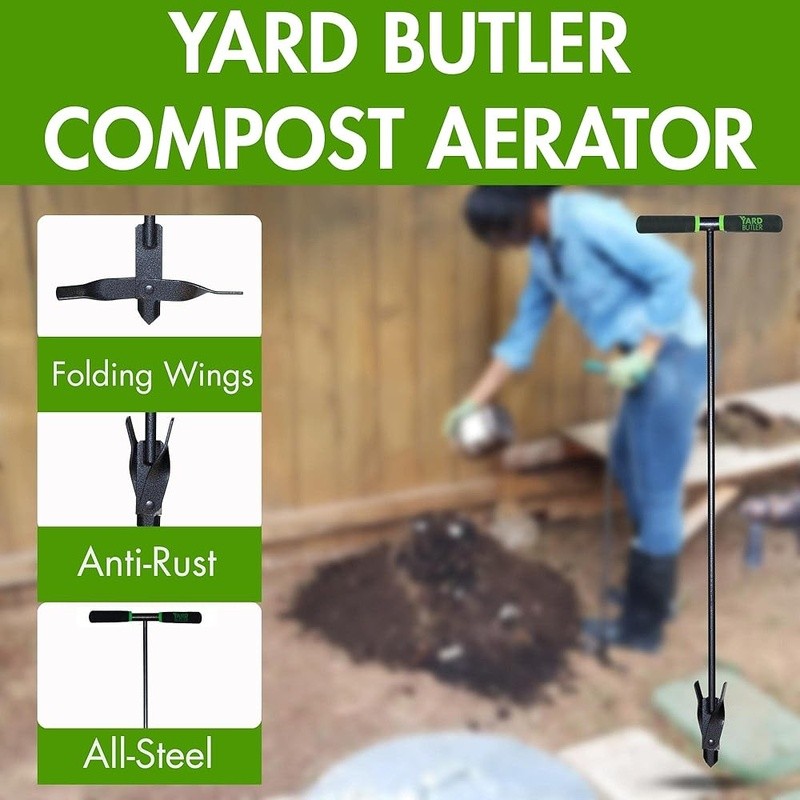 Compost Aerator Tool Long Handle Steel Decomposition Improvement Garden Supplies