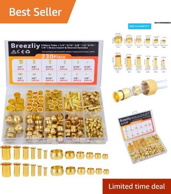 Durable Brass Compression Fittings Set - 230 Pieces for Various Tubing Needs