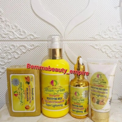 Evob Body Free Glowgetter Eigelb & Kurkumaöl + Serum + Gesichtscreme + stressfreie Seife
