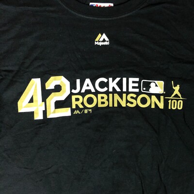 Jackie Robinson Mens Shirt Small Black Gold Short Sleeve Tee 42