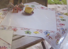 Vervaco Tablecloth Topper BIRDS and BIRD HOUSES cross stitch Kit 32"x32" NIP