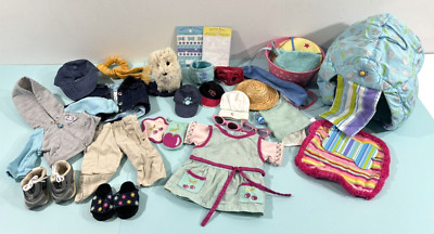 GUC AMERICAN GIRL DOLL COCONUT DOG AND DOLL CLOTHING LOT RETIRED FREE SHIPPING
