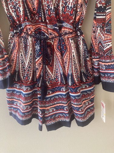 New GB Gianni Bini Romper Women’s Medium Floral Bell Sleeve Boho Festival - Picture 2 of 14