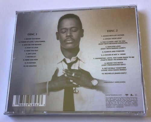 LUTHER VANDROSS Never Too Much: Greatest Hits SEALED 2-CD SET Case Drilled Hole - Picture 2 of 2