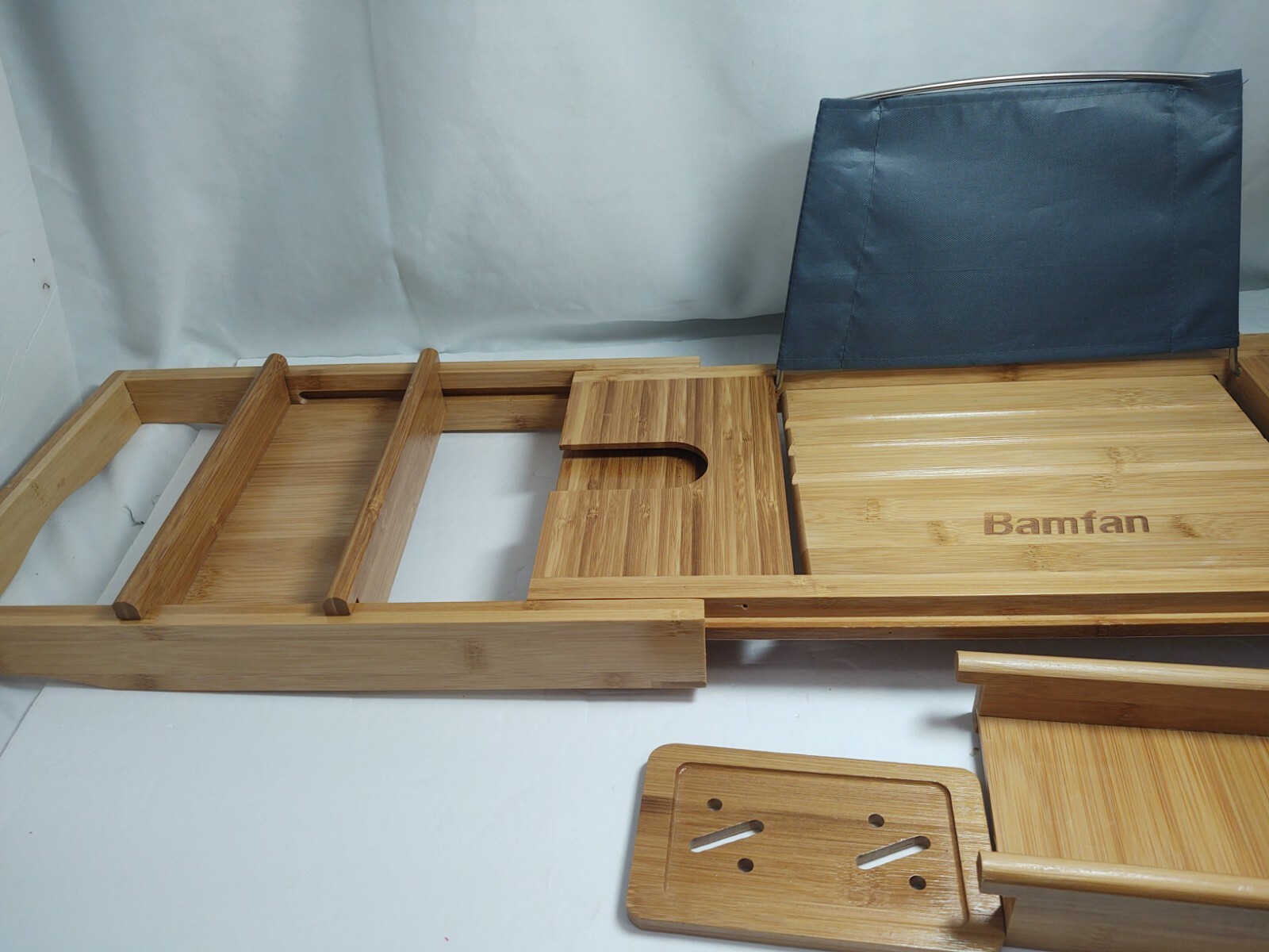 Bamfan Bathtub Caddy Tray Bamboo Adjustable Bath Organizer Tray Soap ...