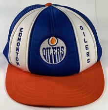 Vintage Edmonton Oilers Trucker Hat Snapback 80s 90s NHL Hockey NICE