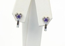 925 Sterling Silver leverback Birthstone Heart Shaped Stud Earrings for Women