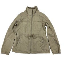 Old Navy Women's Utility Jacket Khaki Cinch Waist Full Zip Size XS 100 Cotton