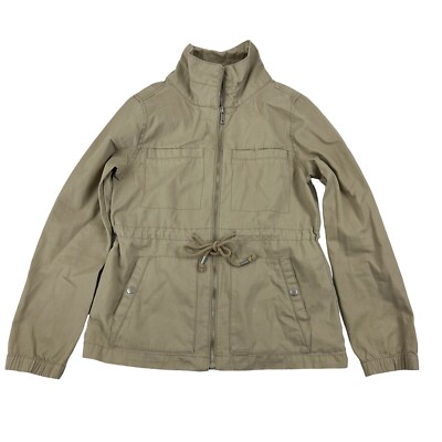 Old Navy Women's Utility Jacket Khaki Cinch Waist Full Zip Size XS 100% Cotton
