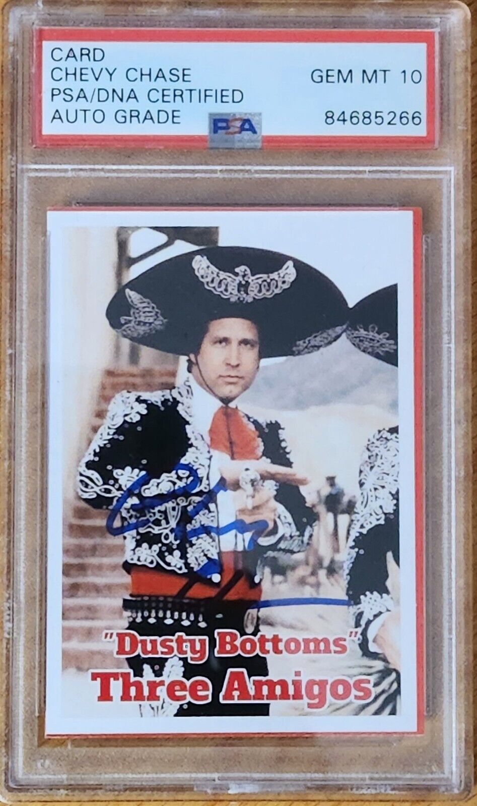 Chevy Chase Signed Three Amigos Dusty Bottoms Trading Card PSA