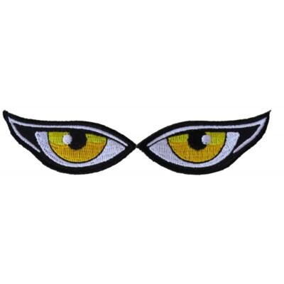 Embroidered Patch (Iron-On or Sew-On), Small Set Yellow Evil Eyes, 2'' x .8''