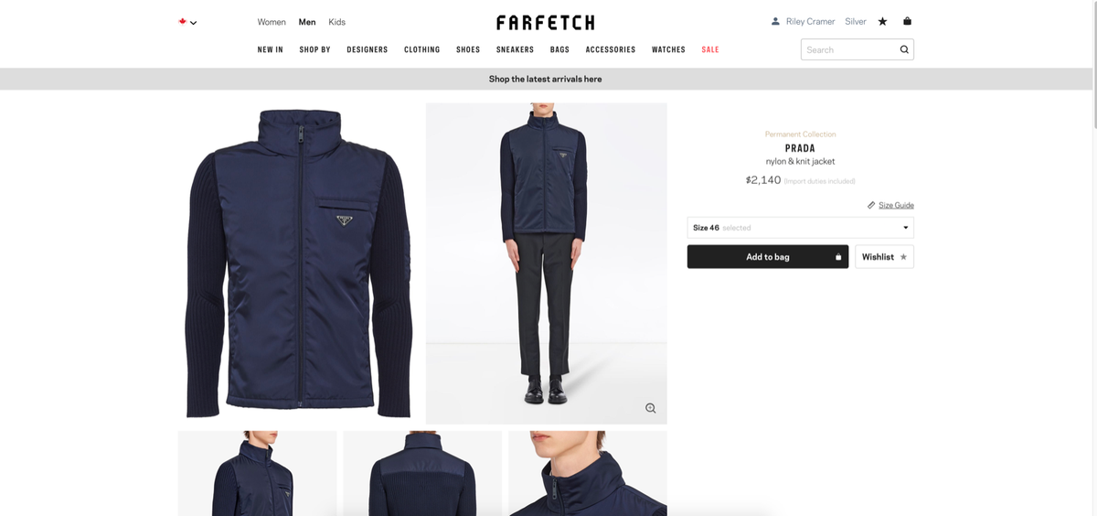 Prada Nylon & knit jacket with logo plaque (Men's IT 46 Prada Nylon & knit jacket with logo plaque (Men's IT 46