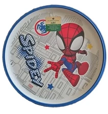 Zak Designs ~ Four (4) Melamine ~ BLUE SPIDEY ARTWORK ~ 8" Diameter Plates