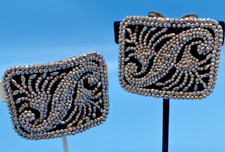 L.W. Paris Signed Silver-Tone French Cut Steel Shoe Clips Ornate Design 1800 VTG