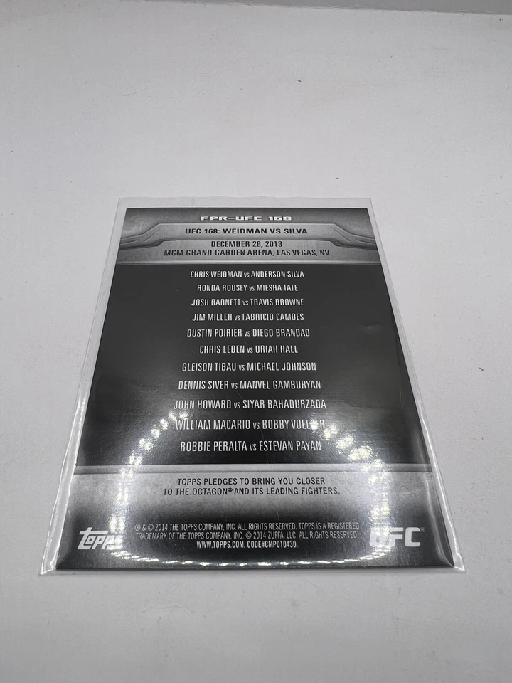 Mini póster Topps UFC 168 Ronda Rousey Vs Miesha Tate & Weidman Vs Silva Panini Foto 2 de 2