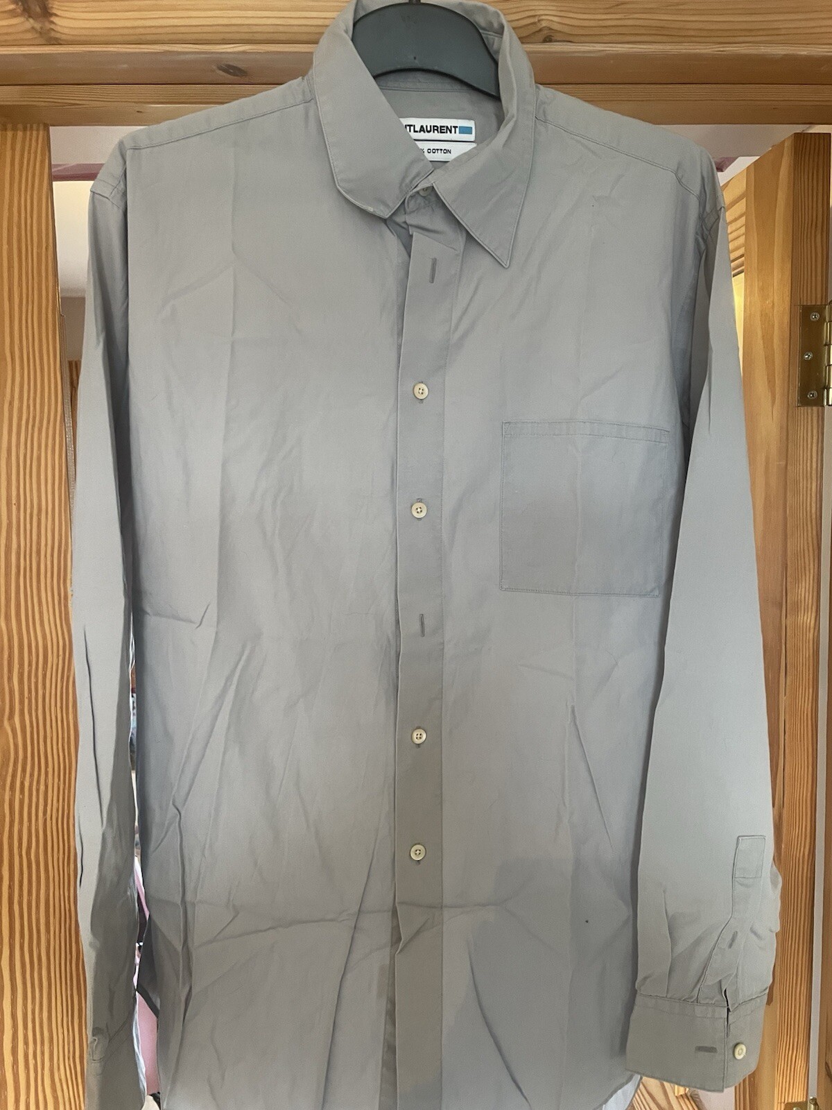 SAINT LAURENT VINTAGE SAINTLAURENT YSL ETICHETTA BLU RARA CAMICIA DA UOMO UK GRANDE RARA CAMICIA VINTAGE