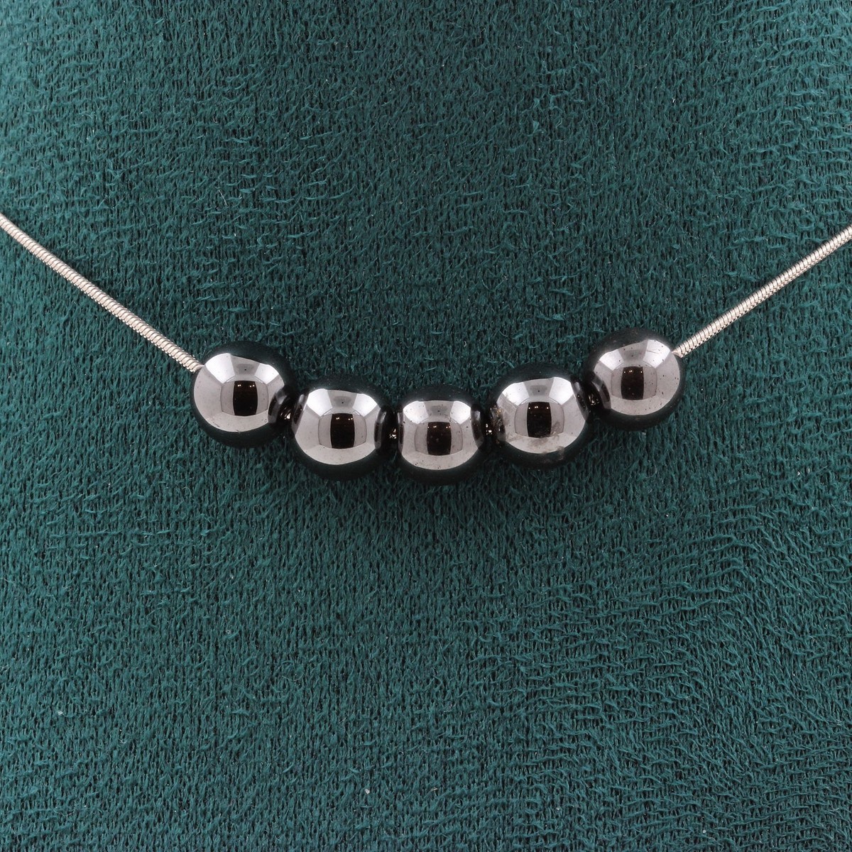 Collier 2 Perles Hématite 8mm - Chaîne En Acier Inoxydable, Neuf Avec étiquettes, Fabrication Française