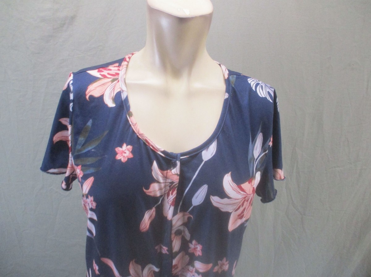 NWT EKOULER Size S Women Floral Short Sleeve Lightweight Short