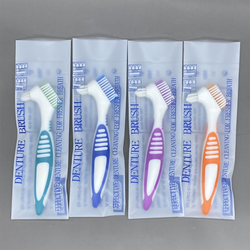 Portable Denture Toothbrush False Teeth Cleaning Brush Ergonomic Handle