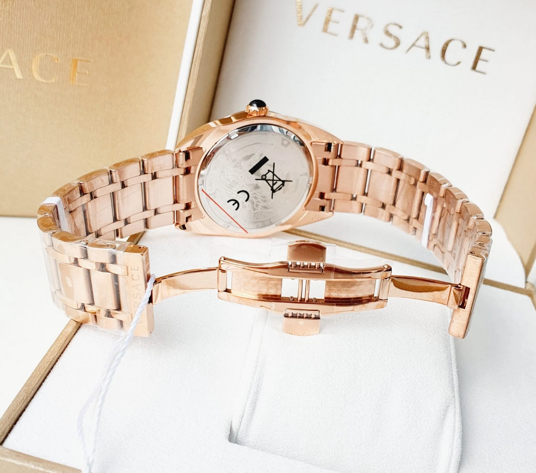 Versace V-Sport II VFE090013 Rose Gold Tone White Dial Sapphire