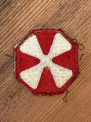 Vintage WII US Army 8th Army Shoulder Patch Red Octagon White