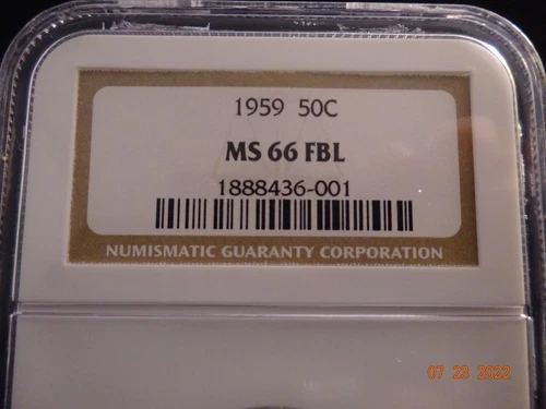 1959 Franklin Silver Half Dollar, NGC MS66 FBL