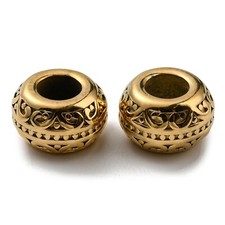 10Pcs Stainless Steel Rondelle Golden European Beads Large Hole Beads 12x7mm