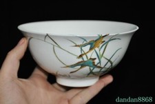 5.2" China wucai porcelain Feng Shui Lucky animal bird Word Tea cup Bowl Bowls