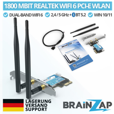 1800 Mbit WiFi 6 PCIe PCI-Express AX1800 WLAN Karte 2,4/5,8 GHz Dual-Band BT5.2