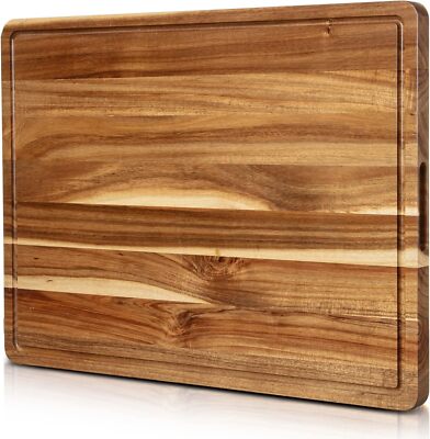 24 x 18 x1.2 in Wood Cutting Board for Kitchen with Juice Groove and Handle