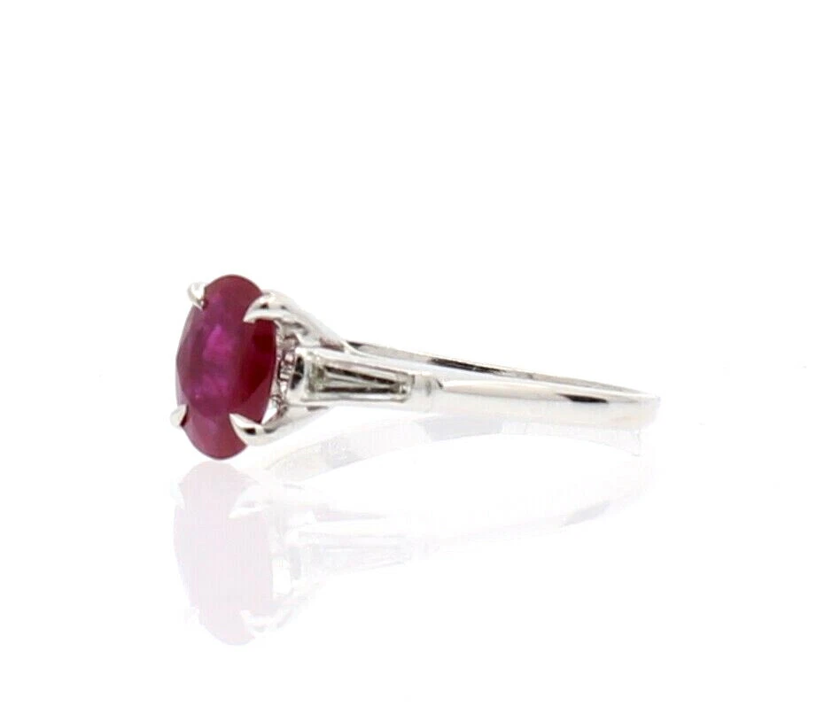 Anel feminino TIFFANY & CO platina oval natural diamante rubi birmanês tamanho 6 GIA  - Imagem 4 de 4
