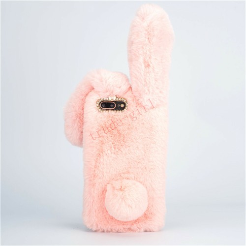 Plush Bunny Bling Glitter Diamond Fluffy Rabbit Fur Cases Cover For Cell Phone - Picture 8 of 14