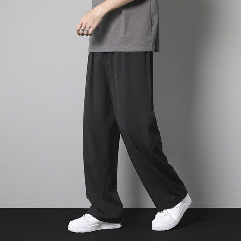 Men Wide Leg Straight Pants Trousers Loose Streetwear Men Wide Leg Straight Pants Trousers Loose Streetwear