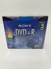 5 pack SONY DVD R 120 min. 4.7 GB Color Collection Blank Recordable DVD