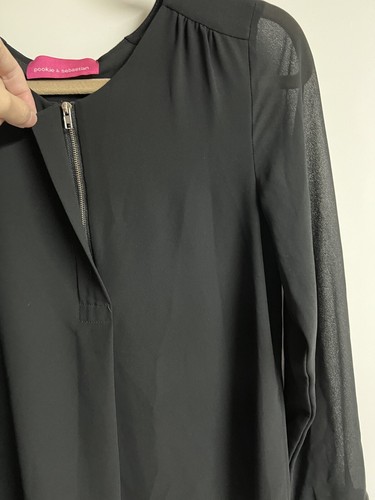Pookie & Sebastian Women Black LongSleeve Blouse Size..18” Bust by 25” Length - Picture 4 of 8