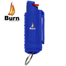 BURN Pepper Spray 0.5oz Self Defense Security Keychain Keyring Case Molded Blue