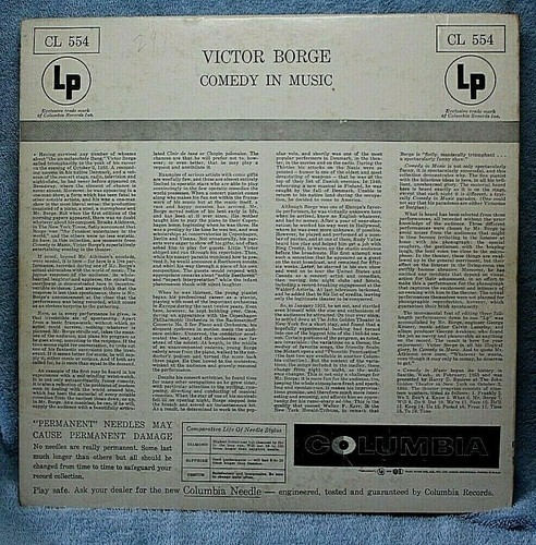 Victor Borge Comedy in Music CL554 Columbia Recorde 1953 - Imagen 2 de 4