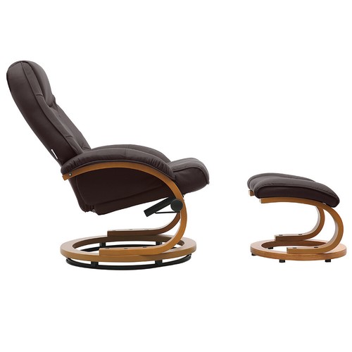 Faux Leather Swivel Office Chair High Back Recliner Armchair with Footstool Set - Picture 36 of 51