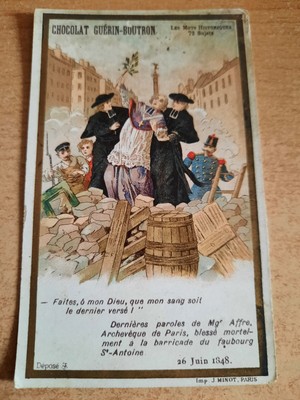 Chromo ancienne Chocolat GUERIN-BOUTRON Les Mots Historiques 26 juin 1848